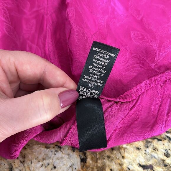 Victoria’s Secret Satin Viscose Floral Pattern Shorts In Fuchsia Size L - Picture 5 of 8